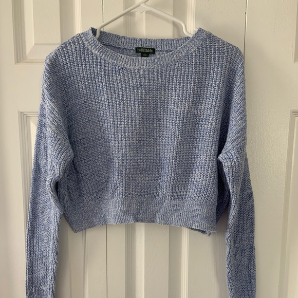 Blue cropped woven sweater - Picture 3 of 4
